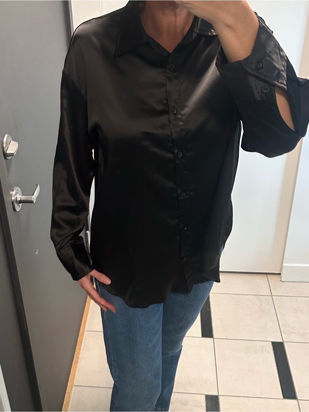 Brunette the label - Bianca Silk Shirt - Black - S/M